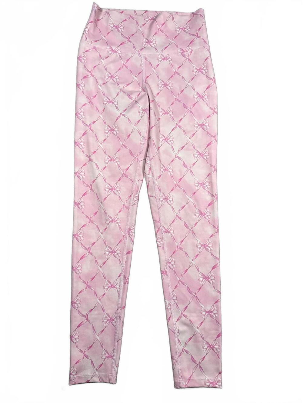 LoveShackFancy x BeachRiot Pink Bow-Chain Print Highland Leggings Size M